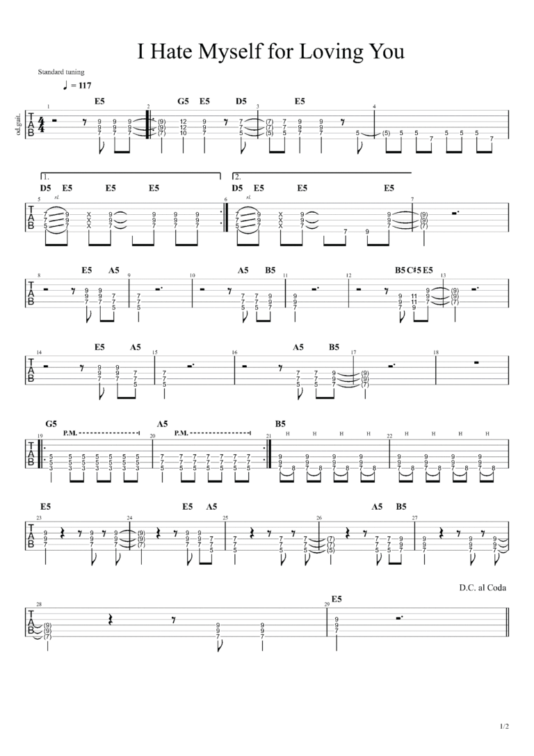 I Hate Myself for Loving You 吉他GP譜