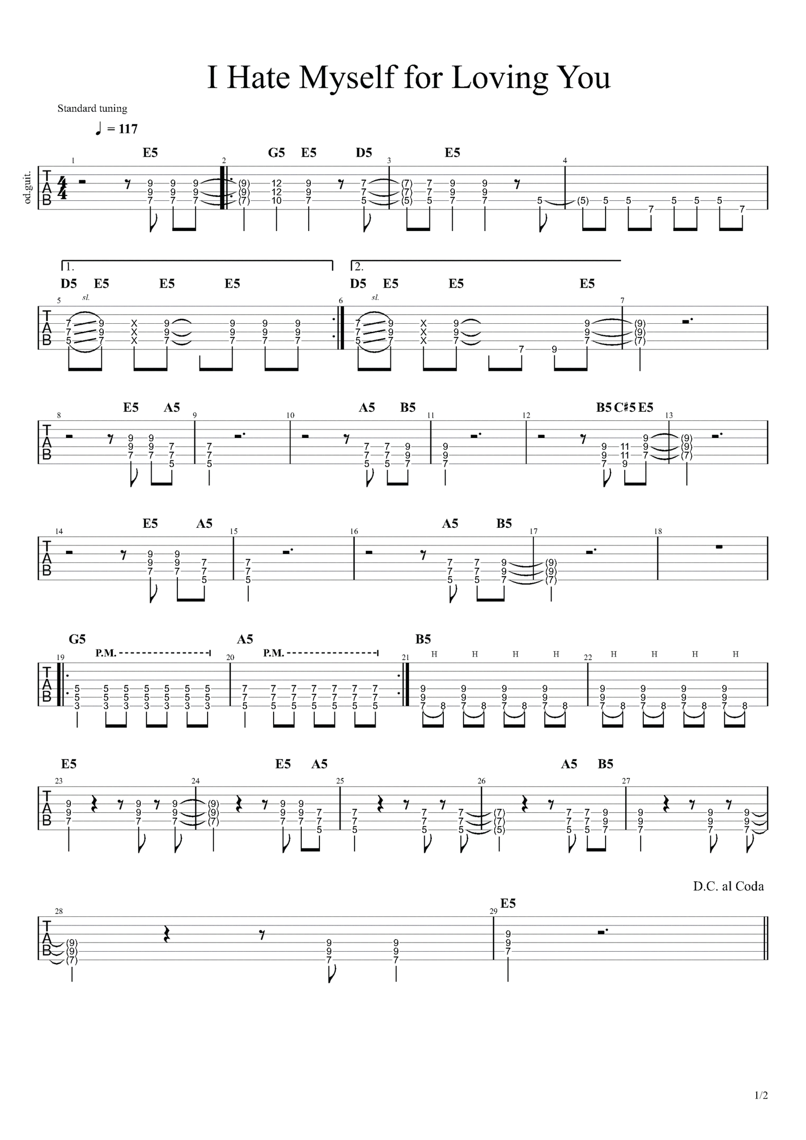 I Hate Myself for Loving You - Joan Jett
GP吉他譜