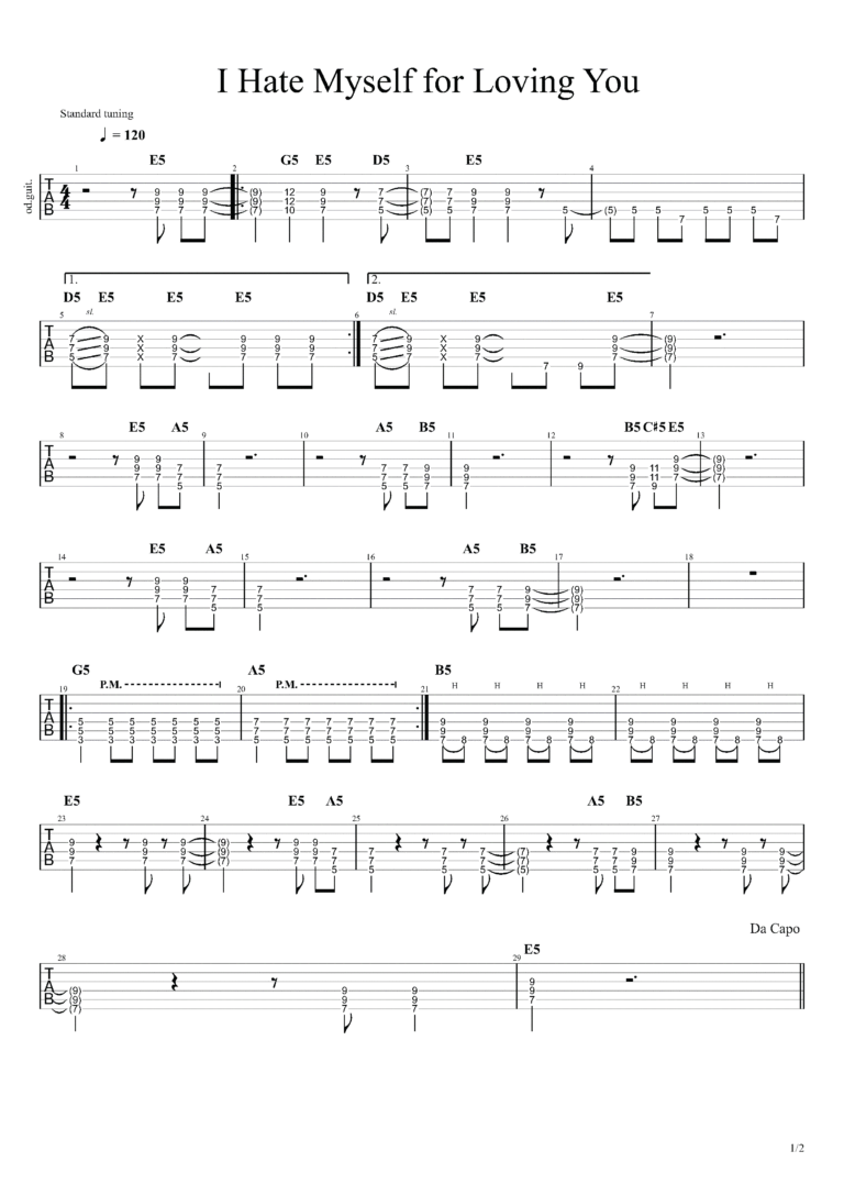 I Hate Myself for Loving You 吉他GP譜